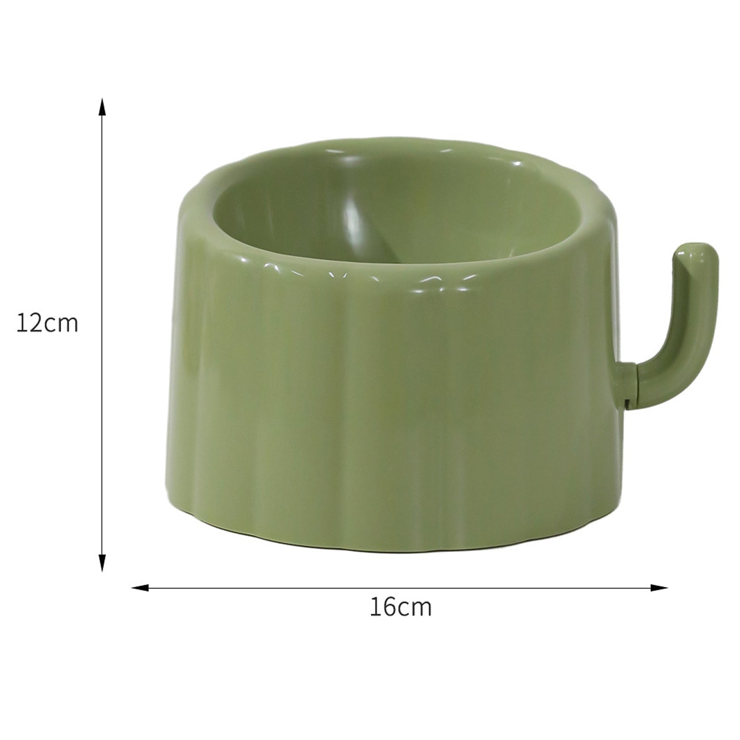 HKM-0246077 Solid Color High-Stand Anti-Slip Cat Bowl with Cactus Design for Easy Feeding