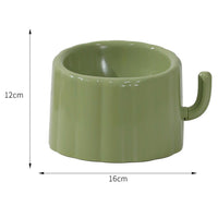 HKM-0246077 Solid Color High-Stand Anti-Slip Cat Bowl with Cactus Design for Easy Feeding