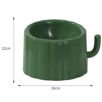 HKM-0246077 Solid Color High-Stand Anti-Slip Cat Bowl with Cactus Design for Easy Feeding