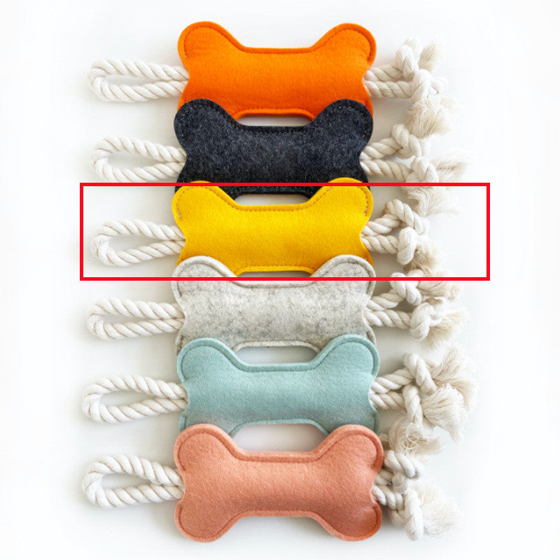 HKM-0246717 Knot Pet Toy in Bone Shape - Durable Felt for Chewing and Dental Health