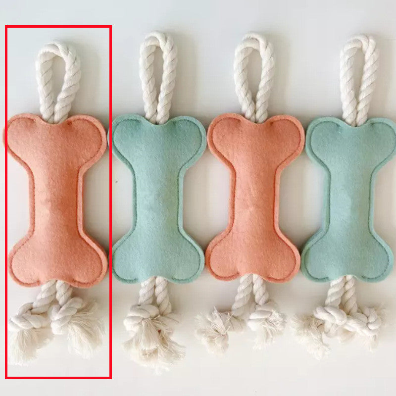 HKM-0246717 Knot Pet Toy in Bone Shape - Durable Felt for Chewing and Dental Health