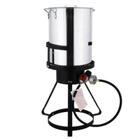HKM-024851 30QT Black Round Turkey Frying Pan Set with Tripod Stand and Aluminum Cookware