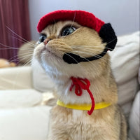 HKM-0249149 Handmade Cotton Knitted Chef Hat and Sweater Set for Small to Medium Cats and Dogs