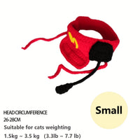 HKM-0249149 Handmade Cotton Knitted Chef Hat and Sweater Set for Small to Medium Cats and Dogs