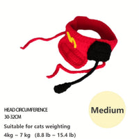 HKM-0249149 Handmade Cotton Knitted Chef Hat and Sweater Set for Small to Medium Cats and Dogs