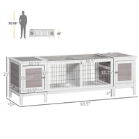 HKM-0249533 Indoor Rabbit Hutch with Pull-Out Tray and Extractable Divider - White