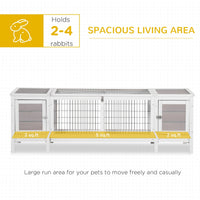 HKM-0249533 Indoor Rabbit Hutch with Pull-Out Tray and Extractable Divider - White