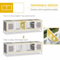 HKM-0249533 Indoor Rabbit Hutch with Pull-Out Tray and Extractable Divider - White