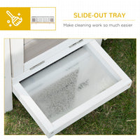 HKM-0249533 Indoor Rabbit Hutch with Pull-Out Tray and Extractable Divider - White