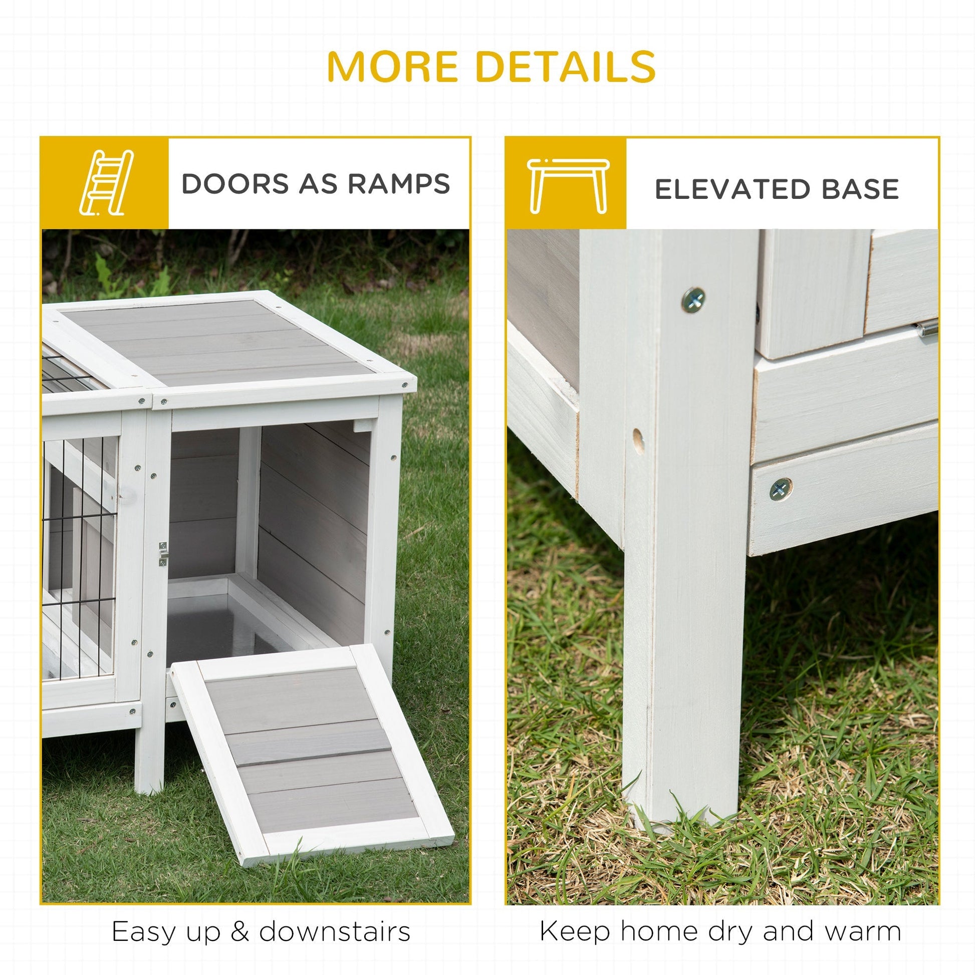 HKM-0249533 Indoor Rabbit Hutch with Pull-Out Tray and Extractable Divider - White