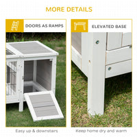 HKM-0249533 Indoor Rabbit Hutch with Pull-Out Tray and Extractable Divider - White