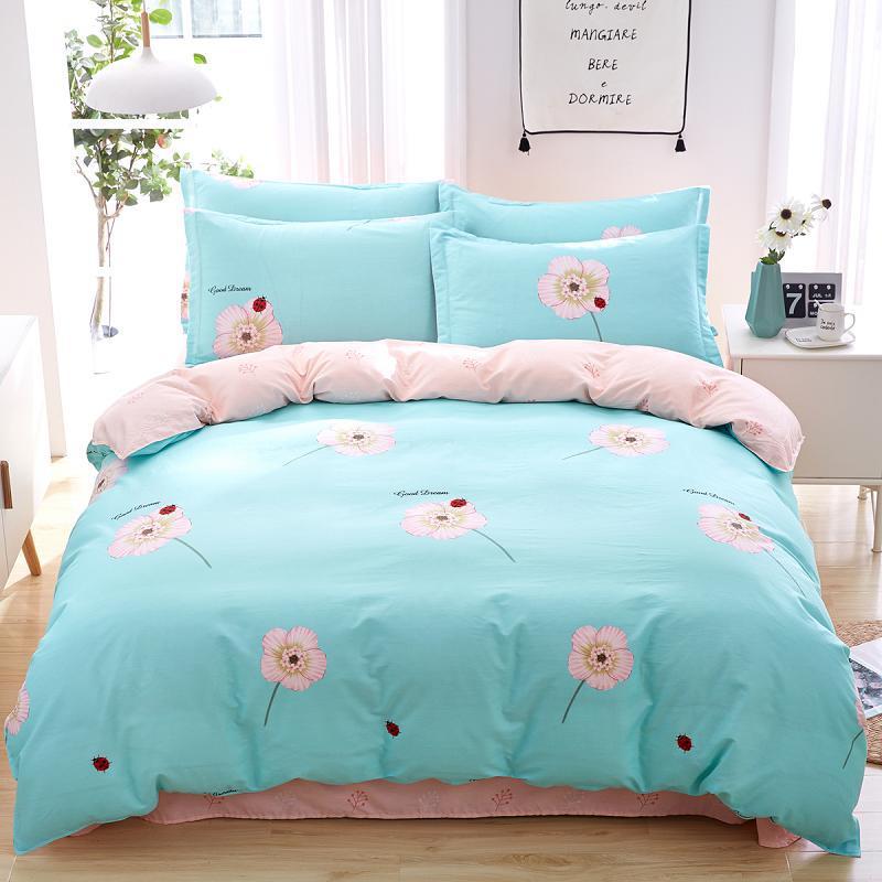 HKM-024979 Cotton Active Twill Bed Linen & Duvet Cover Set - Artistic Floral Designs, 4-Piece Collection