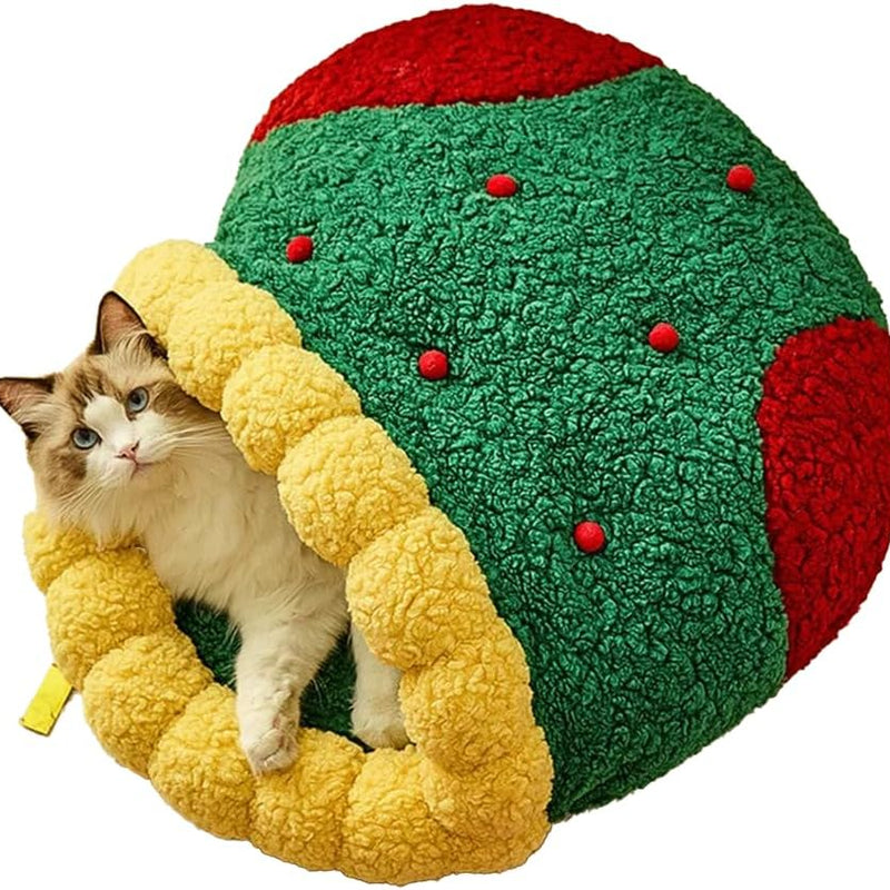HKM-0249917 Cozy Christmas Sock Shaped Cat Nest and Sleeping Bag for Small Pets