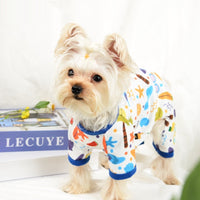 HKM-0250301 Light Green Cartoon Pet Print Jumpsuit for Small to Extra Large Pets