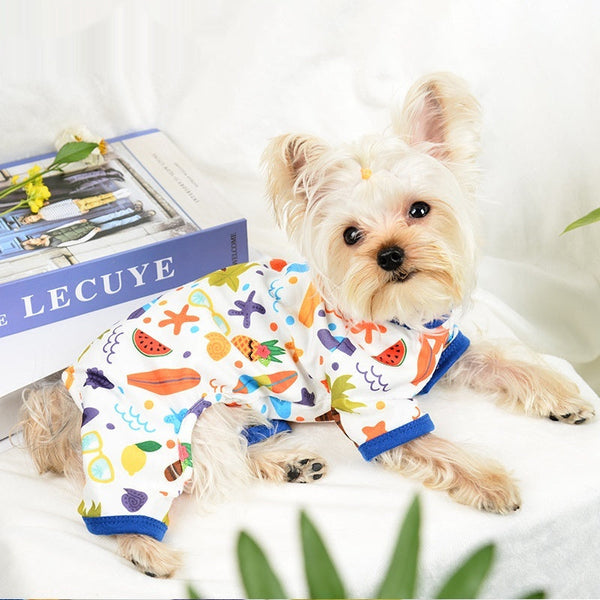 HKM-0250301 Light Green Cartoon Pet Print Jumpsuit for Small to Extra Large Pets