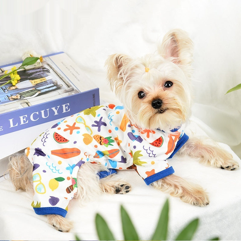 HKM-0250301 Light Green Cartoon Pet Print Jumpsuit for Small to Extra Large Pets