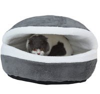 HKM-0251709 Removable Cat Litter Dog Kennel Nest - Cozy Hamburger Shell in Dark Coffee, Beige, Pink