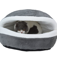 HKM-0251709 Removable Cat Litter Dog Kennel Nest - Cozy Hamburger Shell in Dark Coffee, Beige, Pink