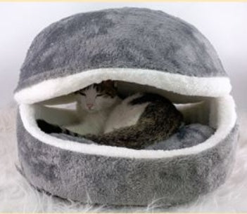 HKM-0251709 Removable Cat Litter Dog Kennel Nest - Cozy Hamburger Shell in Dark Coffee, Beige, Pink
