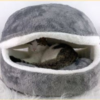 HKM-0251709 Removable Cat Litter Dog Kennel Nest - Cozy Hamburger Shell in Dark Coffee, Beige, Pink