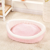HKM-0251709 Removable Cat Litter Dog Kennel Nest - Cozy Hamburger Shell in Dark Coffee, Beige, Pink