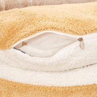 HKM-0251709 Removable Cat Litter Dog Kennel Nest - Cozy Hamburger Shell in Dark Coffee, Beige, Pink