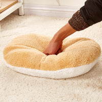 HKM-0251709 Removable Cat Litter Dog Kennel Nest - Cozy Hamburger Shell in Dark Coffee, Beige, Pink