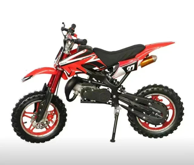 HKM-025235 49cc 2-Stroke Dirt Bike for Kids with 10-Inch Wheels and Disc Brakes, Max Speed 60 km/h