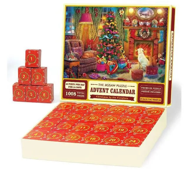 HKM-025235 Christmas Advent Calendar Puzzle Box – 1008 Pieces Educational Toy for Kids and Teens, 24-Day Countdown Gift