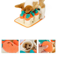 HKM-0252477 Interactive Pull Radish Puzzle Dog Toy for Sniffing and Slow Feeding Training, Made of Polar Fleece and Felt