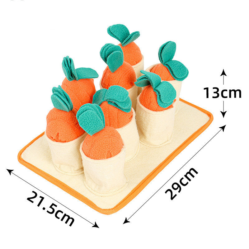 HKM-0252477 Interactive Pull Radish Puzzle Dog Toy for Sniffing and Slow Feeding Training, Made of Polar Fleece and Felt