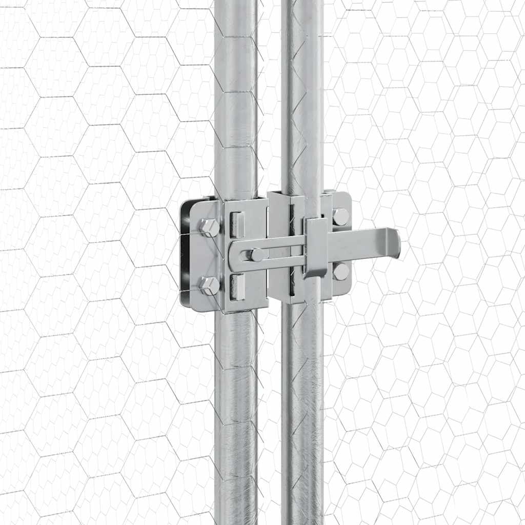 HKM-0253245 Spacious Silver Galvanized Chicken Coop with Secure Locking Door – Ideal for Chickens and Small Animals