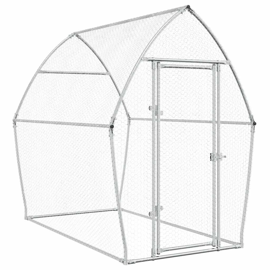 HKM-0253245 Spacious Silver Galvanized Chicken Coop with Secure Locking Door – Ideal for Chickens and Small Animals