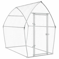 HKM-0253245 Spacious Silver Galvanized Chicken Coop with Secure Locking Door – Ideal for Chickens and Small Animals