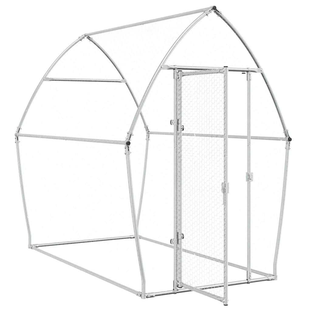 HKM-0253245 Spacious Silver Galvanized Chicken Coop with Secure Locking Door – Ideal for Chickens and Small Animals