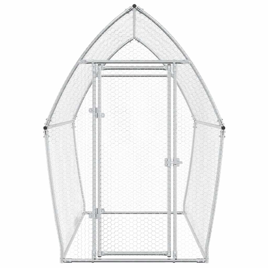 HKM-0253245 Spacious Silver Galvanized Chicken Coop with Secure Locking Door – Ideal for Chickens and Small Animals