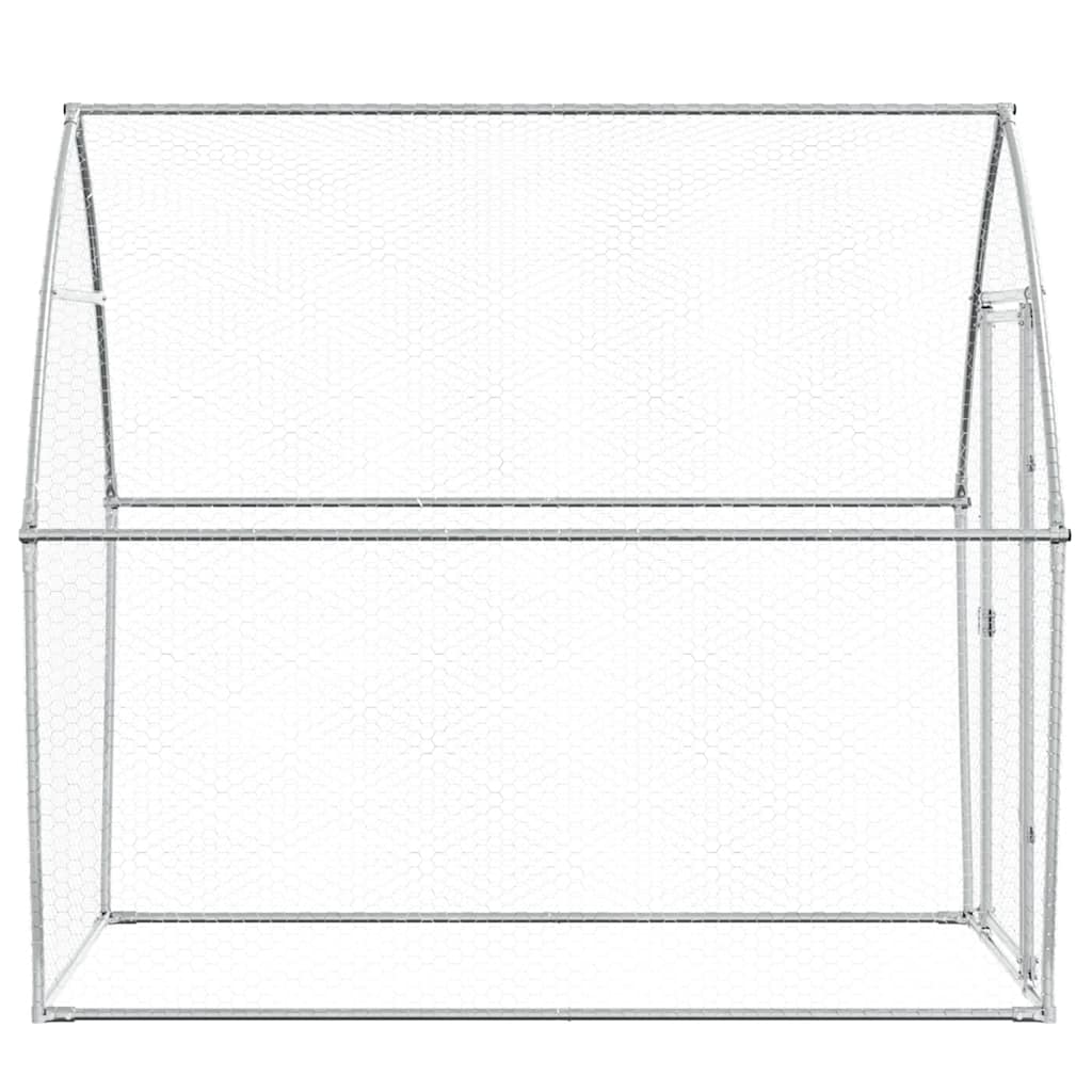 HKM-0253245 Spacious Silver Galvanized Chicken Coop with Secure Locking Door – Ideal for Chickens and Small Animals