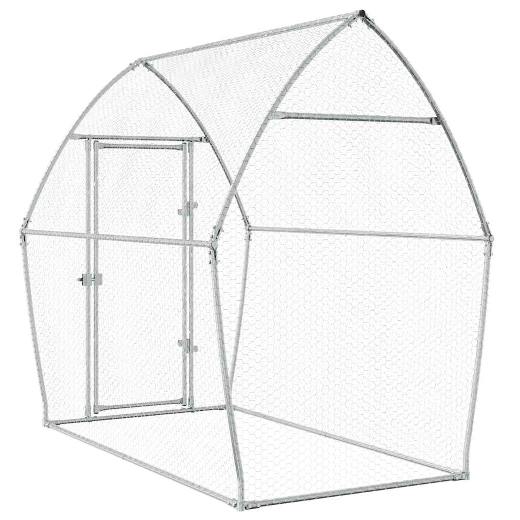 HKM-0253245 Spacious Silver Galvanized Chicken Coop with Secure Locking Door – Ideal for Chickens and Small Animals