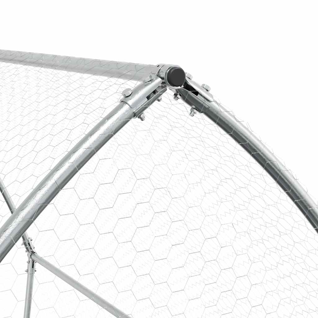 HKM-0253245 Spacious Silver Galvanized Chicken Coop with Secure Locking Door – Ideal for Chickens and Small Animals
