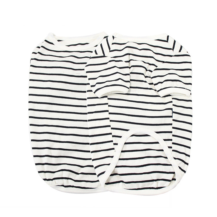 HKM-0254013 Cotton Pet Clothing for Small Dogs, Black and White Stripes, Red and White Stripes, Sizes S-3XL