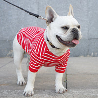 HKM-0254013 Cotton Pet Clothing for Small Dogs, Black and White Stripes, Red and White Stripes, Sizes S-3XL