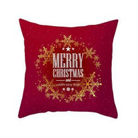 HKM-025491 Cartoon Christmas Pillowcase in Red - Soft Peach Skin Material, 45x45cm