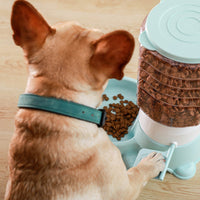 HKM-0255421 Automatic Dog Food Dispenser - 1.8L Puzzle Feeding Device in Apricot, Green, and Powder Colors