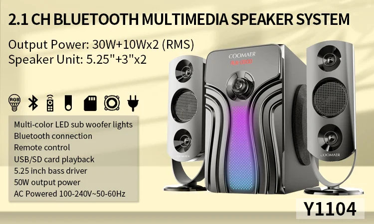 HKM-025811 2.1 Channel Home Theatre System with Full Range Audio and Surround Sound Speakers