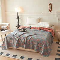 HKM-025811 Cotton Six-Layer Gauze Blanket with Geometric Pattern – Multiple Sizes Available