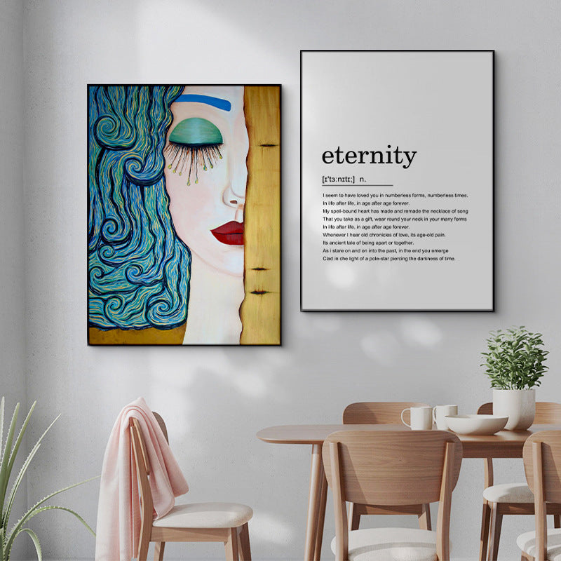 HKM-025811 Elegant English Alphabet Mural for Modern Dining and Living Spaces with Framed Canvas Art