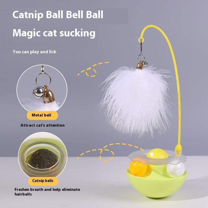 HKM-0258237 Interactive Cat Toy with Feather Teaser, Tumbler and Catnip Ball - Fun and Engaging Play for Kittens