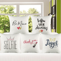 HKM-025875 Character Language Digital Print Linen Cushion Cover - 45x45cm