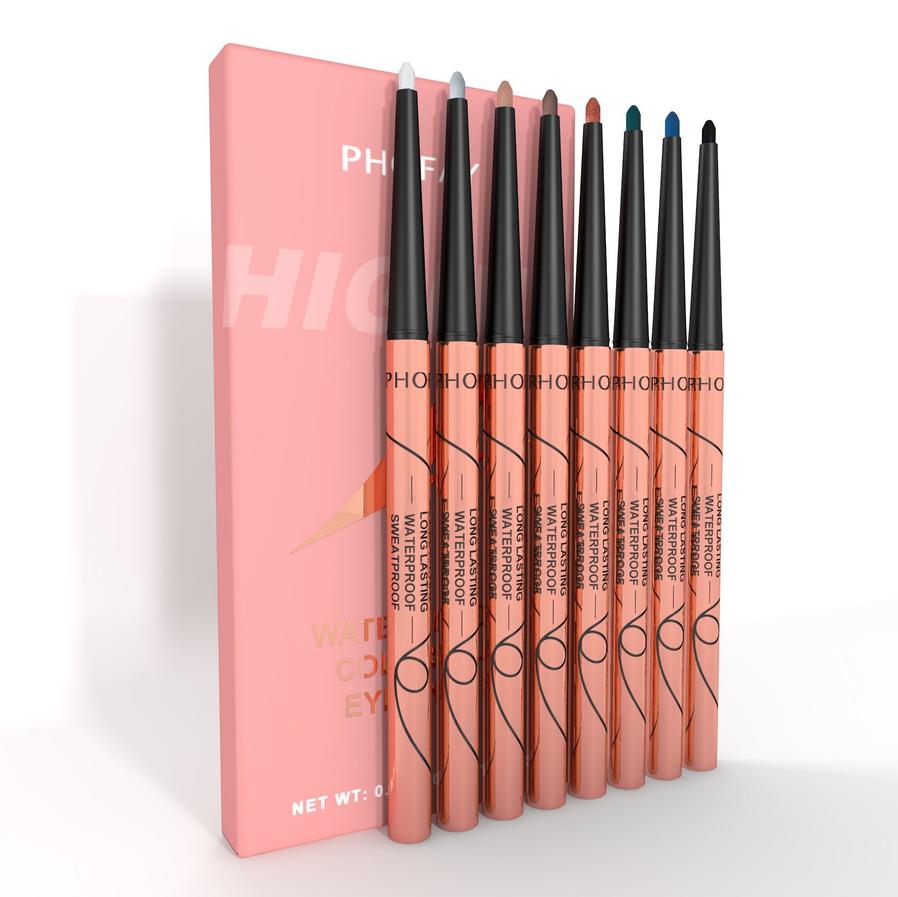 HKM-025875 Waterproof Matte Eyeliner Set - 8 Vibrant Colors for Long-lasting Looks