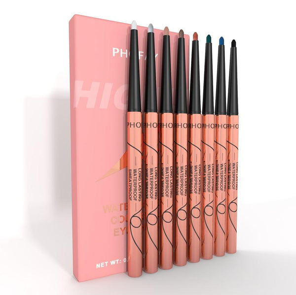 HKM-025875 Waterproof Matte Eyeliner Set - 8 Vibrant Colors for Long-lasting Looks